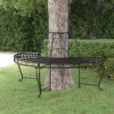 vidaXL fekete acél félkör alakú fa körüli pad Ø160 cm kerti bútor