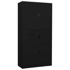 vidaXL fekete acél irodai szekrény 90 x 40 x 180 cm üzletberendezés, dekoráció