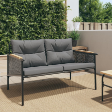 vidaXL fekete acél kerti pad párnákkal 116 cm kerti bútor