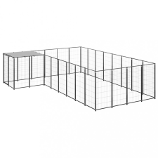 vidaXL fekete acél kutyakennel 10,89 m² szállítóbox, fekhely kutyáknak