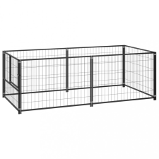 vidaXL fekete acél kutyakennel 200 x 100 x 70 cm szállítóbox, fekhely kutyáknak