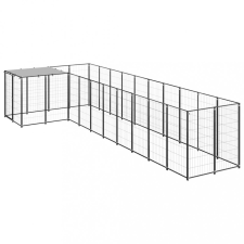 vidaXL fekete acél kutyakennel 7,26 m² szállítóbox, fekhely kutyáknak