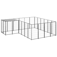 vidaXL fekete acél kutyakennel 8,47 m² szállítóbox, fekhely kutyáknak