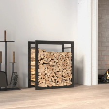 vidaXL Fekete acél tűzifatároló állvány 50 x 28 x 56 cm kerti tárolás