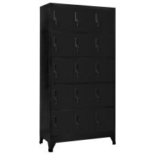 vidaXL fekete acél zárható szekrény 90 x 40 x 180 cm bútor