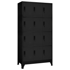 vidaXL fekete acél zárható szekrény 90 x 45 x 180 cm irattároló szekrény