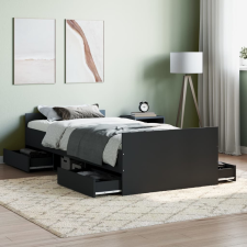 vidaXL fekete ágykeret fej- és lábtámlával 100 x 200 cm ágy és ágykellék