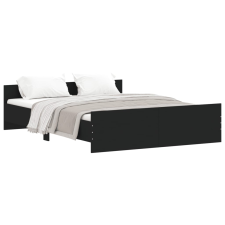 vidaXL fekete ágykeret fej- és lábtámlával 150 x 200 cm (3203755) ágy és ágykellék