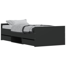 vidaXL fekete ágykeret fej- és lábtámlával 90 x 200 cm (3203804) ágy és ágykellék
