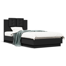 vidaXL fekete ágykeret fejtámlával és LED-világítással 90 x 190 cm ágy és ágykellék