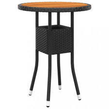 vidaXL fekete akácfa és polyrattan kerti asztal Ø60 x 75 cm kerti bútor