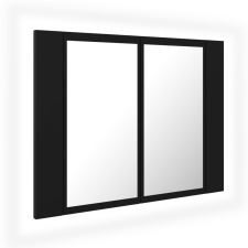vidaXL fekete akril LED-es fürdőszobaszekrény tükörrel 60x12x45 cm (804957) fürdőszoba bútor