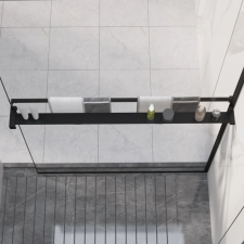 vidaXL fekete alumínium zuhanypolc walk-in zuhanyfalhoz 100 cm fürdőszoba bútor