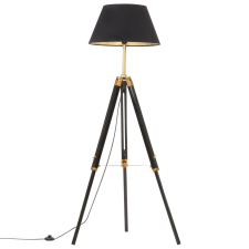 vidaXL fekete-aranyszínű háromlábú tömör tíkfa állólámpa 141 cm (288076) világítás