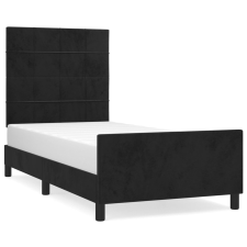 vidaXL fekete bársony ágykeret fejtámlával 100x200 cm (3125741) ágy és ágykellék