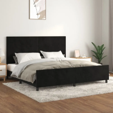 vidaXL fekete bársony ágykeret fejtámlával 200 x 200 cm ágy és ágykellék