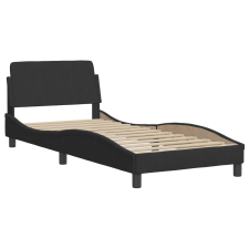 vidaXL fekete bársony ágykeret fejtámlával 80 x 200 cm (373074) ágy és ágykellék