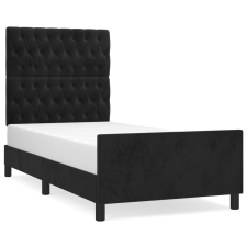 vidaXL fekete bársony ágykeret fejtámlával 90x190 cm (3125912) ágy és ágykellék