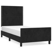 vidaXL fekete bársony ágykeret fejtámlával 90x200 cm (3125674) ágy és ágykellék