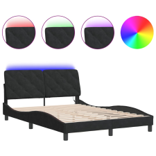 vidaXL fekete bársony ágykeret LED-világítással 140 x 190 cm (3213851) ágy és ágykellék