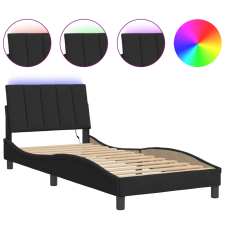 vidaXL fekete bársony ágykeret LED-világítással 90 x 200 cm (3213759) ágy és ágykellék
