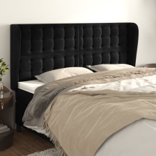 vidaXL fekete bársony fejtámla szárnyakkal 163 x 23 x 118/128 cm ágy és ágykellék