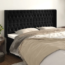 vidaXL fekete bársony fejtámla szárnyakkal 183x16x118/128 cm ágy és ágykellék