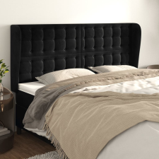vidaXL fekete bársony fejtámla szárnyakkal 183x23x118/128 cm ágy és ágykellék