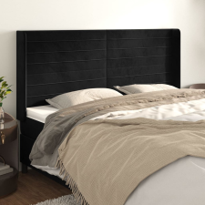 vidaXL fekete bársony fejtámla szárnyakkal 203x16x118/128 cm ágy és ágykellék