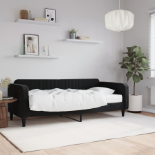 vidaXL Fekete bársony heverő matraccal 90 x 200 cm ágy és ágykellék