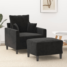 vidaXL fekete bársony kanapéfotel lábtartóval 60 cm bútor