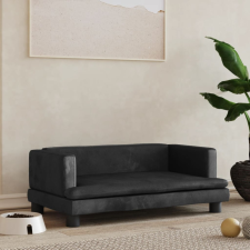 vidaXL fekete bársony kutyaágy 80 x 45 x 30 cm szállítóbox, fekhely kutyáknak