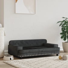 vidaXL fekete bársony kutyaágy 90 x 53 x 30 cm szállítóbox, fekhely kutyáknak