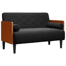 vidaXL fekete bársony loveseat kanapé párnákkal 110 cm (4100603) bútor