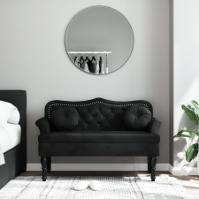 vidaXL fekete bársony pad párnákkal 120,5 x 65 x 75 cm bútor