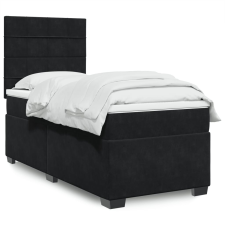 vidaXL fekete bársony rugós ágy matraccal 100 x 200 cm ágy és ágykellék