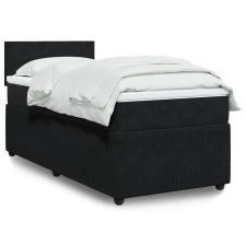 vidaXL fekete bársony rugós ágy matraccal 100 x 200 cm ágy és ágykellék