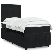 vidaXL fekete bársony rugós ágy matraccal 100 x 200 cm ágy és ágykellék