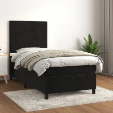 vidaXL fekete bársony rugós ágy matraccal 100 x 200 cm ágy és ágykellék