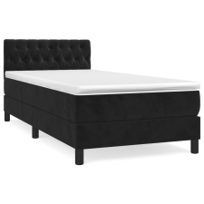 vidaXL fekete bársony rugós ágy matraccal 100 x 200 cm (3141469) ágy és ágykellék