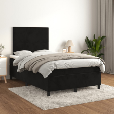 vidaXL fekete bársony rugós ágy matraccal 120 x 200 cm ágy és ágykellék