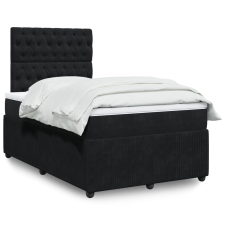vidaXL fekete bársony rugós ágy matraccal 120 x 200 cm ágy és ágykellék