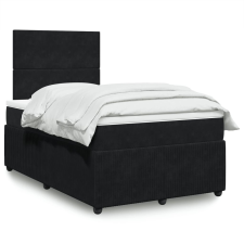 vidaXL fekete bársony rugós ágy matraccal 120 x 200 cm ágy és ágykellék