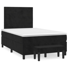 vidaXL fekete bársony rugós ágy matraccal 120 x 200 cm (3137895) ágy és ágykellék