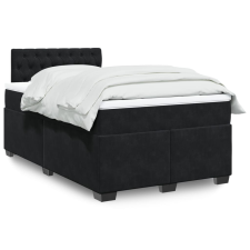 vidaXL fekete bársony rugós ágy matraccal 120x190 cm ágy és ágykellék