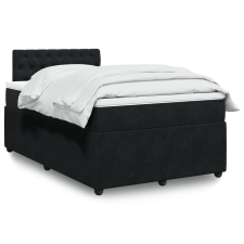vidaXL fekete bársony rugós ágy matraccal 120x190 cm ágy és ágykellék