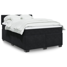 vidaXL fekete bársony rugós ágy matraccal 140 x 190 cm ágy és ágykellék
