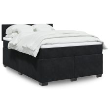 vidaXL fekete bársony rugós ágy matraccal 140 x 190 cm ágy és ágykellék