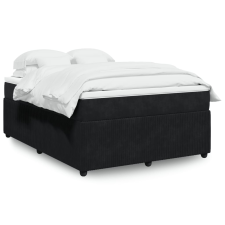 vidaXL fekete bársony rugós ágy matraccal 140 x 190 cm ágy és ágykellék