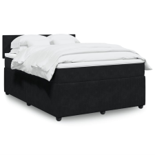 vidaXL fekete bársony rugós ágy matraccal 140 x 190 cm ágy és ágykellék